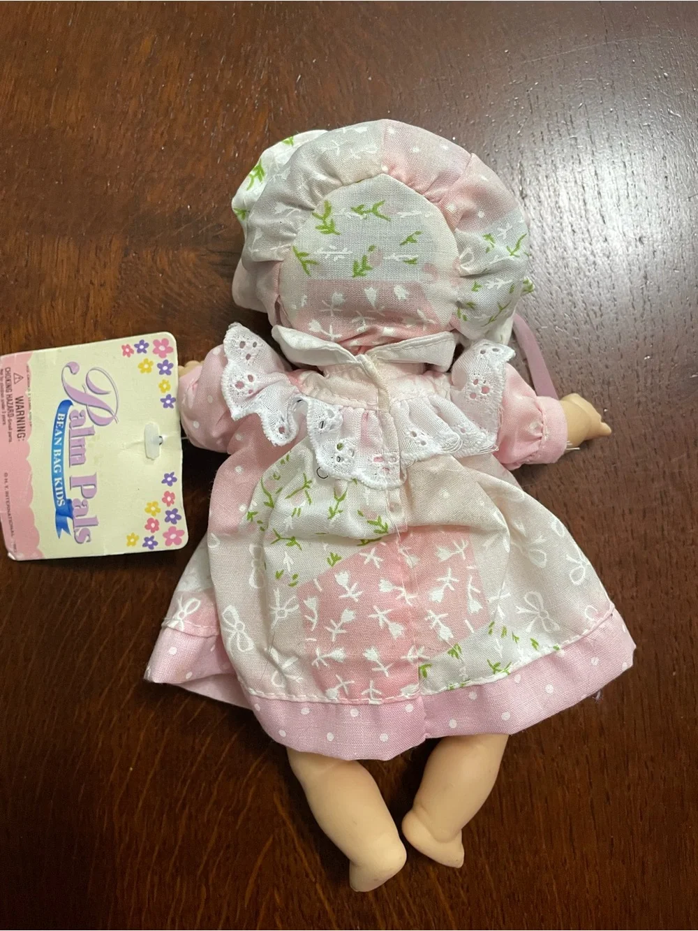 1990s Palm Pals Bean Bag Kids Baby Doll with Bonnet